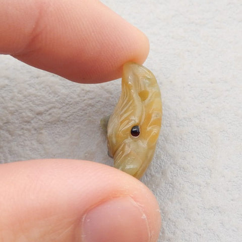 Natural Amazonite Carved Wolf Head Pendant Bead 23*17*10mm, 4.0g