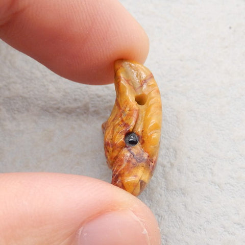 Natural Mookaite Jasper Carved wolf head Pendant Bead 25x19x9mm, 3.6g