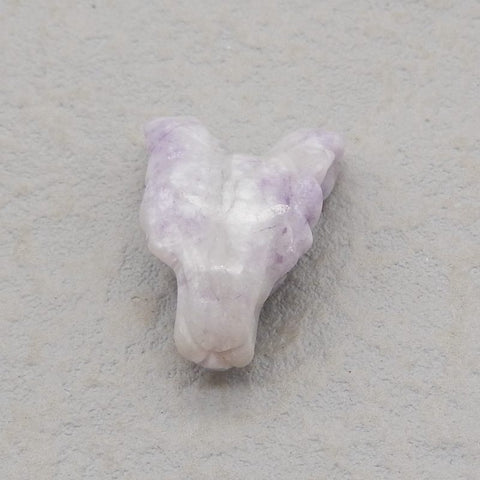 Natural Purple Lace Agate Carved wolf head Pendant Bead 23*16*9mm, 3.6g