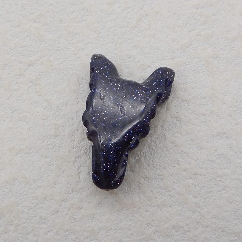Blue Goldsand Stone Carved wolf head Pendant Bead 27*17*10mm, 4.7g