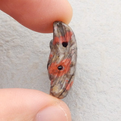 Natural African Blood Stone Carved Wolf Head Pendant Bead 23*17*10mm, 4.3g