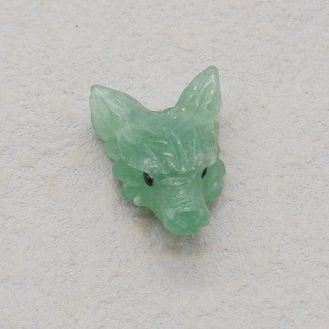 Natural Green Aventurine Carved wolf head Pendant Bead 23*16*8mm, 3.8g