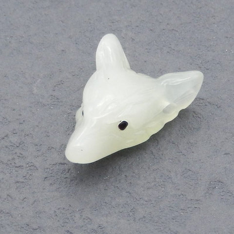 Natural Nephrite Jade Carved wolf head Pendant Bead 26*19*10mm, 5.1g