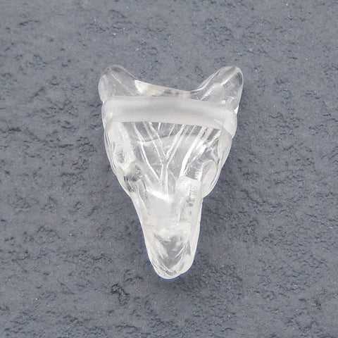 White Quartz Carved wolf head Pendant Bead 23*15*9mm, 3.2g