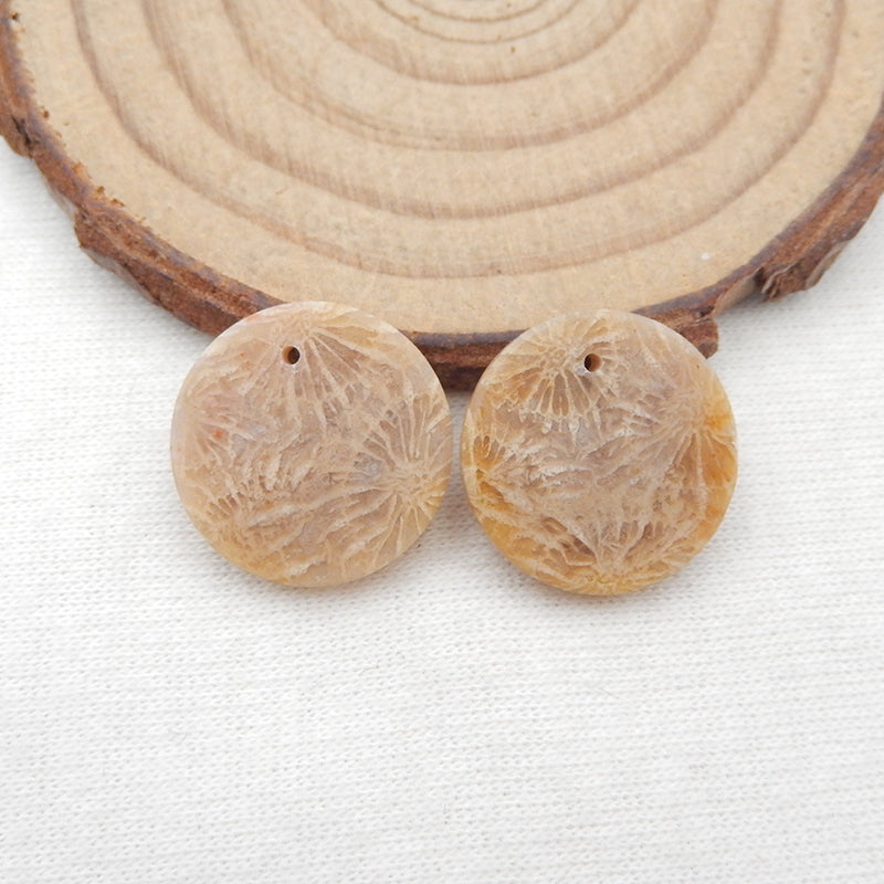 Natural Indonesian Coral Earring Beads 18x3mm, 3.9g