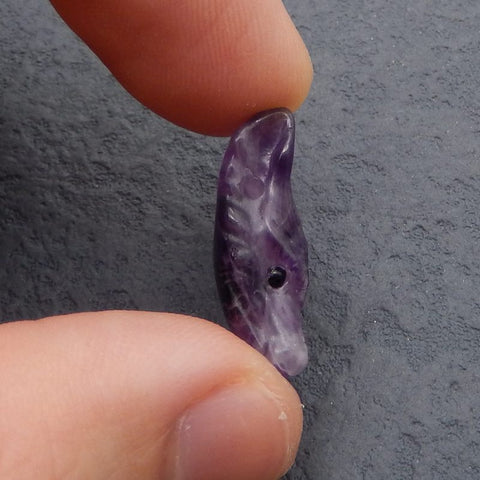 Natural Amethyst Carved Wolf Head Pendant Bead,23×17×9mm, 3.9g