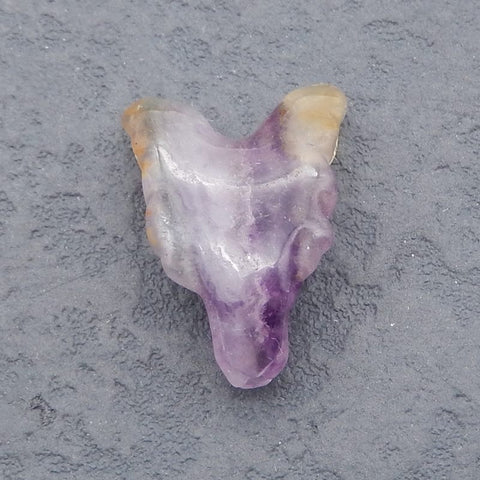 Natural Fluorite Carved wolf head Pendant Bead 23*16*9mm, 4.2g