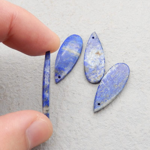 4 PCS Natural Lapis Lazuli Pendant Beads 34*12*4mm, 32*12*3mm, 10.3g