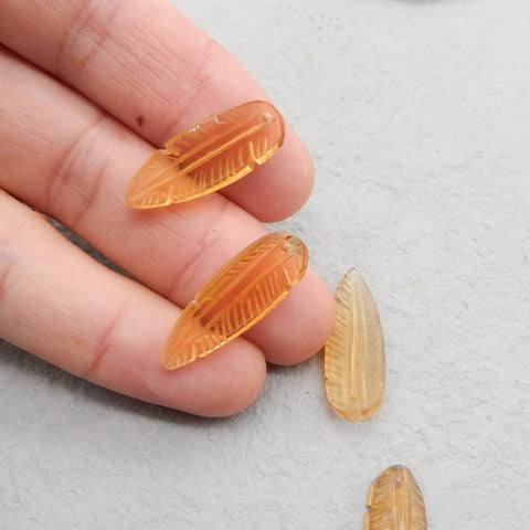 4 PCS Yellow Quartz Pendant Beads 26*10*4mm, 27*10*4mm, 7.4g