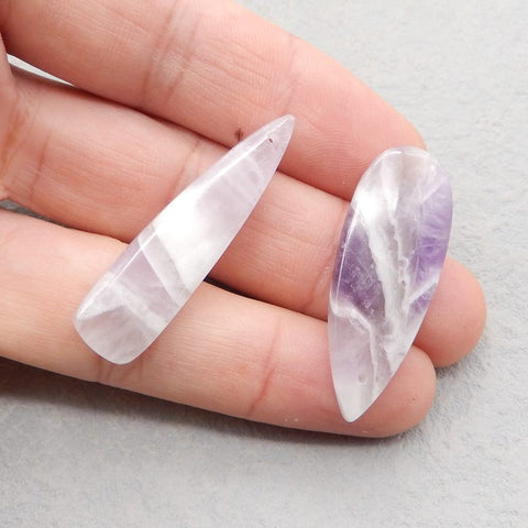 2 PCS Natural Amethyst Pendant Beads 42*11*5mm, 40*15*5mm, 9.3g