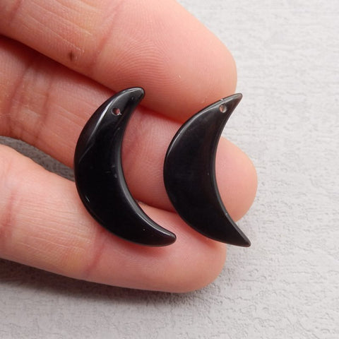 2 PCS Natural Obsidian Pendant Beads 28*18*5mm, 28*15*4mm, 4.0g