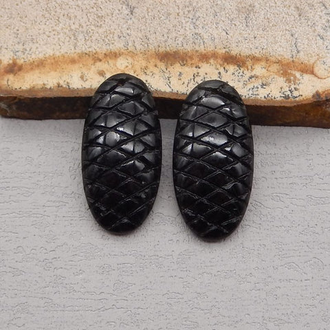 Natural Obsidian Earring Beads 30*15*5mm, 6.4g