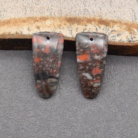 Natural Dragon Blood Stone Earring Beads 25*12*3mm, 3.5g