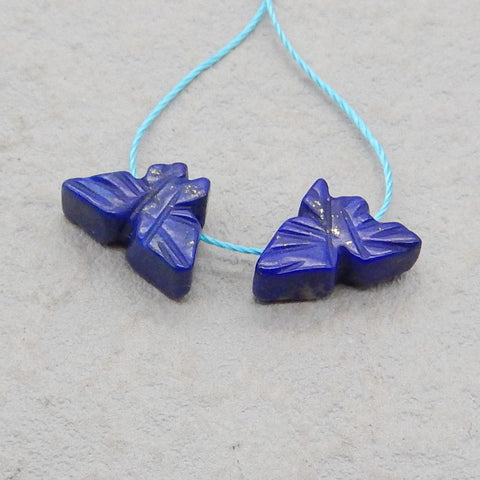 Natural Lapis Lazuli Carved flower Earring Beads 10*10*5mm, 2.4g