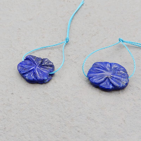 Natural Lapis Lazuli Carved flower Earring Beads 10*10*5mm, 2.4g