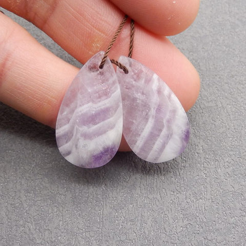 New Natural Stone Amethyst Teardrop Earring Beads, Drilled Stone Earrings,  30×17×4mm, 6g