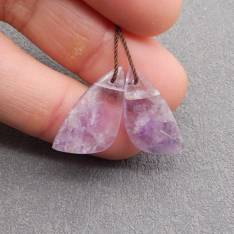 New Natural Stone Amethyst Earring Beads, Drilled Earrings For Jewelry DIY Making, Purple Stone Earrings, 25×12×3mm, 3.3g