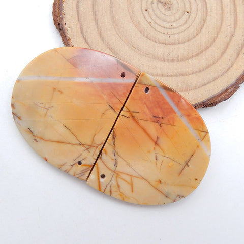 Paire de boucles d'oreilles Natural Red Creek Jasper, pierre pour la fabrication de boucles d'oreilles, 30x35x3mm, 14.1g