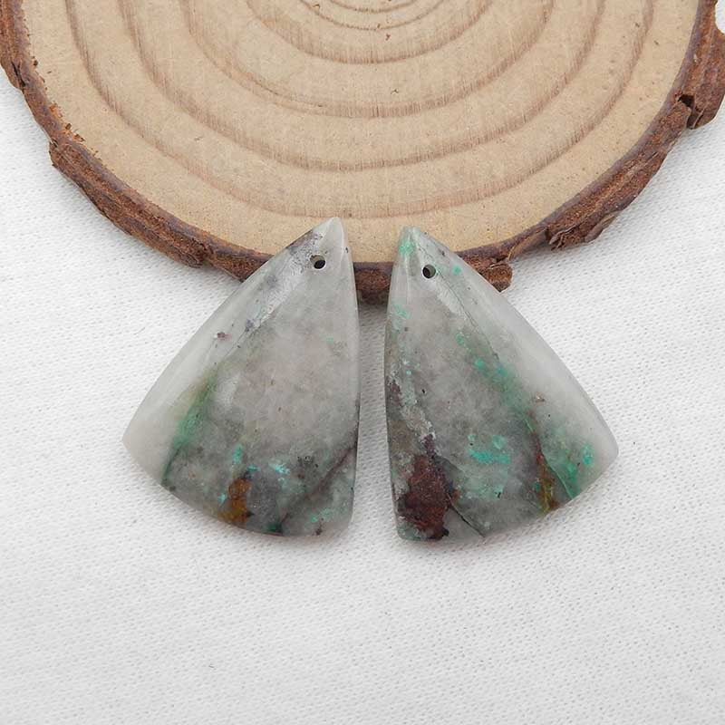 Natural Chrysocolla Earring Beads 27x16x5mm, 6.8g