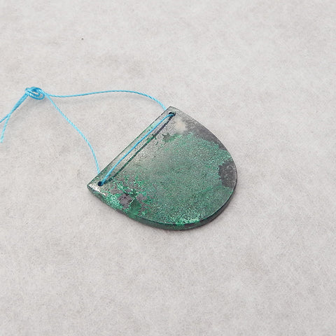 Natural Chrysocolla Gemstone Double Hole Pendant Bead