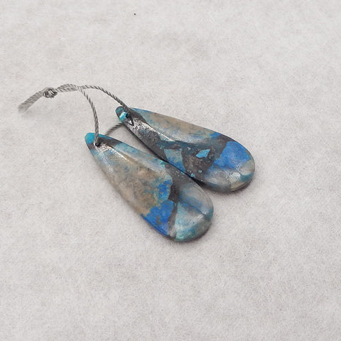 Natural Chrysocolla Gemstone Teardrop Earring Pair Matched Gemstone Beads