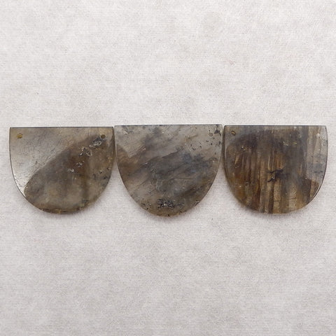 3 PCS Natural Labradorite Gemstone Double Hole Pendant Bead Set