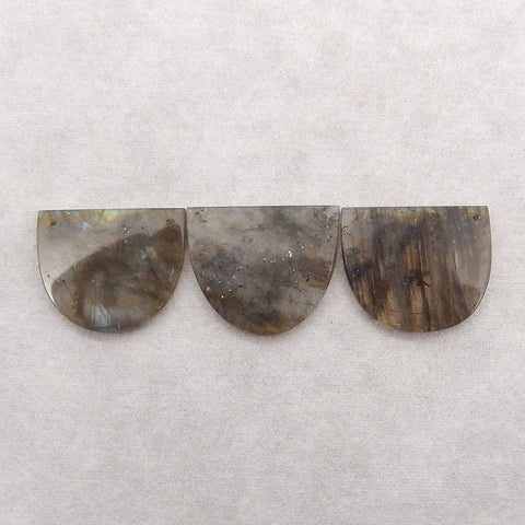 3 PCS Natural Labradorite Gemstone Double Hole Pendant Bead Set