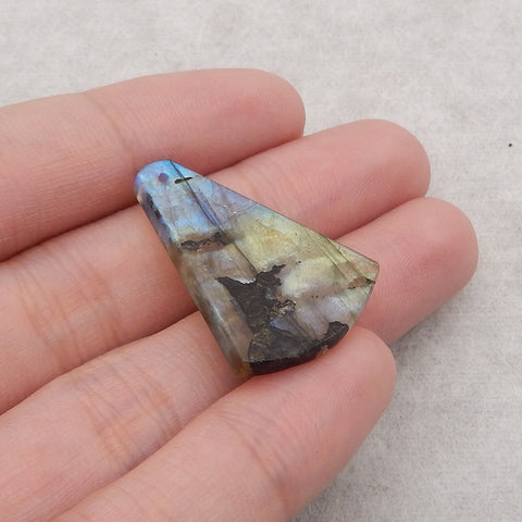 Natural Labradorite Gemstone Pendant Bead,31x25x3mm,3.7g