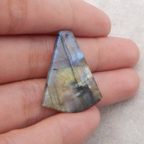 Natural Labradorite Gemstone Pendant Bead,31x25x3mm,3.7g