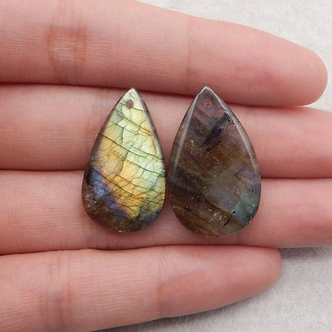 2 PCS Natural Labradorite Gemstone Pendant Bead