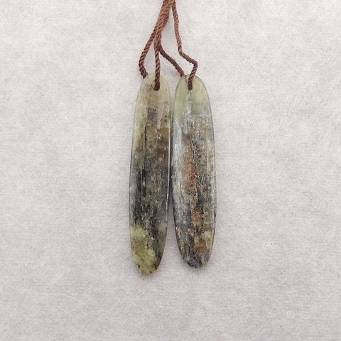 2 PCS Natural Green Kyanite Gemstone Pendant Bead, Semi-Precious Gemstones For Jewelry Making