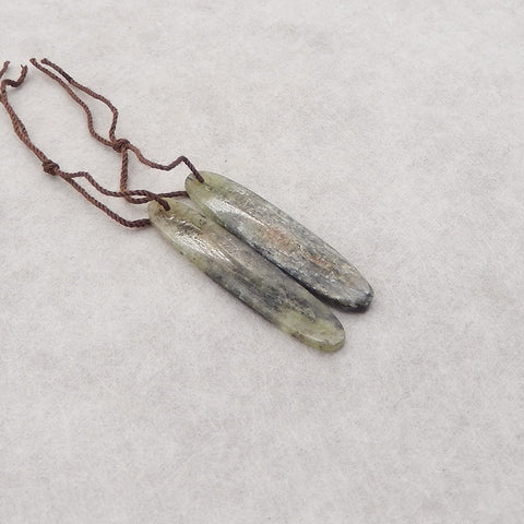 2 PCS Natural Green Kyanite Gemstone Pendant Bead, Semi-Precious Gemstones For Jewelry Making