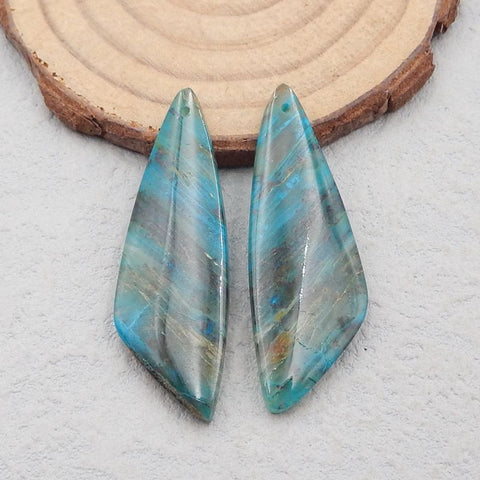 Paire de boucles d'oreilles en pierres précieuses de chrysocolle naturelle, 41 x 15 x 5 mm, 9,3 g