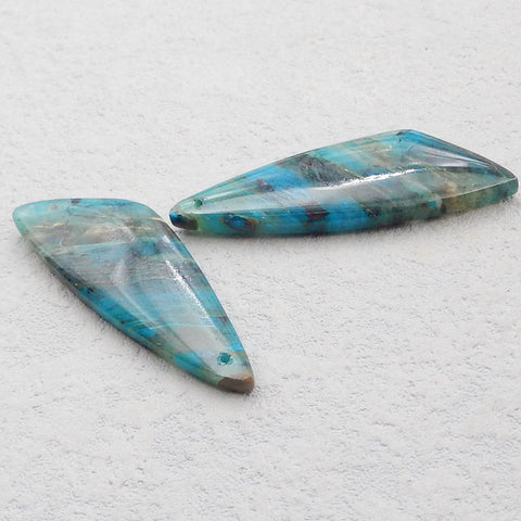 Paire de boucles d'oreilles en pierres précieuses de chrysocolle naturelle, 41 x 15 x 5 mm, 9,3 g