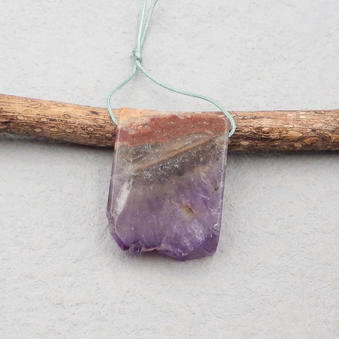 Natural Amethyst Pendant Bead 28*23*5mm, 8.2g