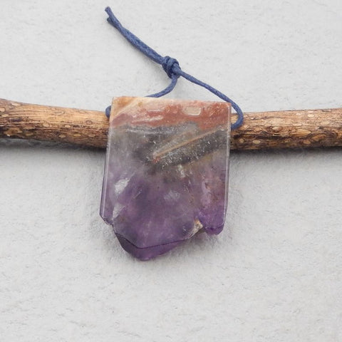 Natural Amethyst Pendant Bead 28*23*5mm, 8.2g