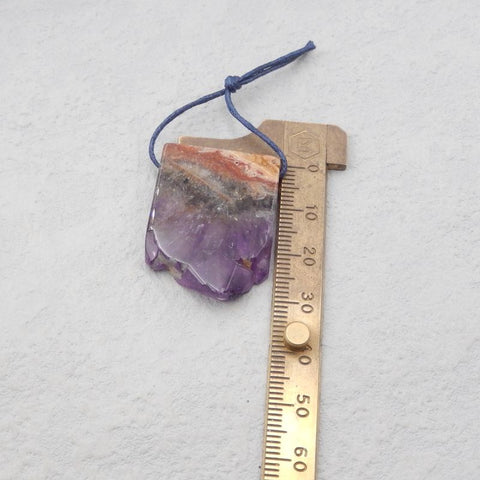 Natural Amethyst Pendant Bead 28*23*5mm, 8.2g