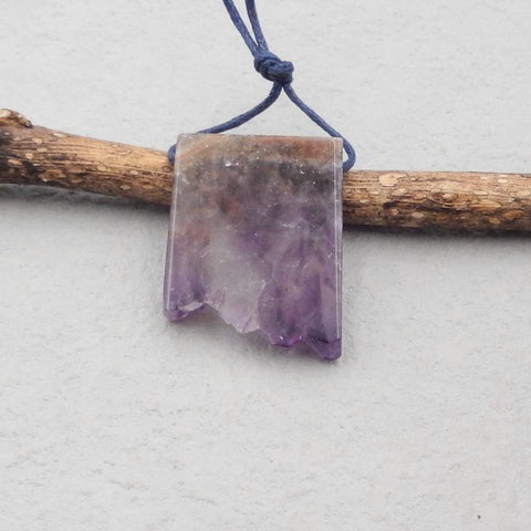 Natural Amethyst Pendant Bead 28*23*5mm, 8.2g