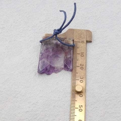 Natural Amethyst Pendant Bead 28*23*5mm, 8.2g