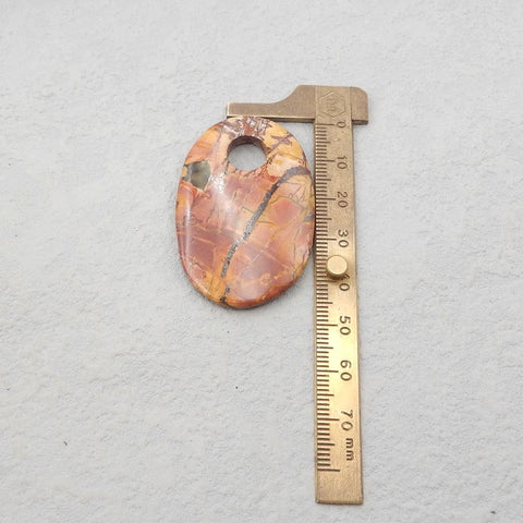 天然红溪碧玉宝石吊坠珠，大孔吊坠，50x31x7mm，16.2g