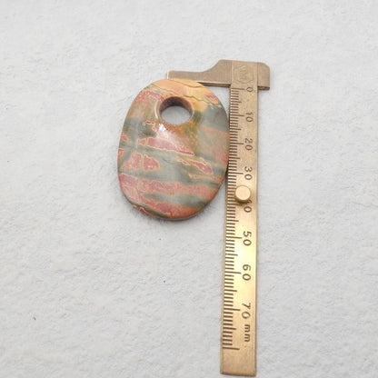 Perle pendentif en pierre gemme naturelle Red Creek Jasper, pendentif grand trou, 50x31x7mm, 16.2g