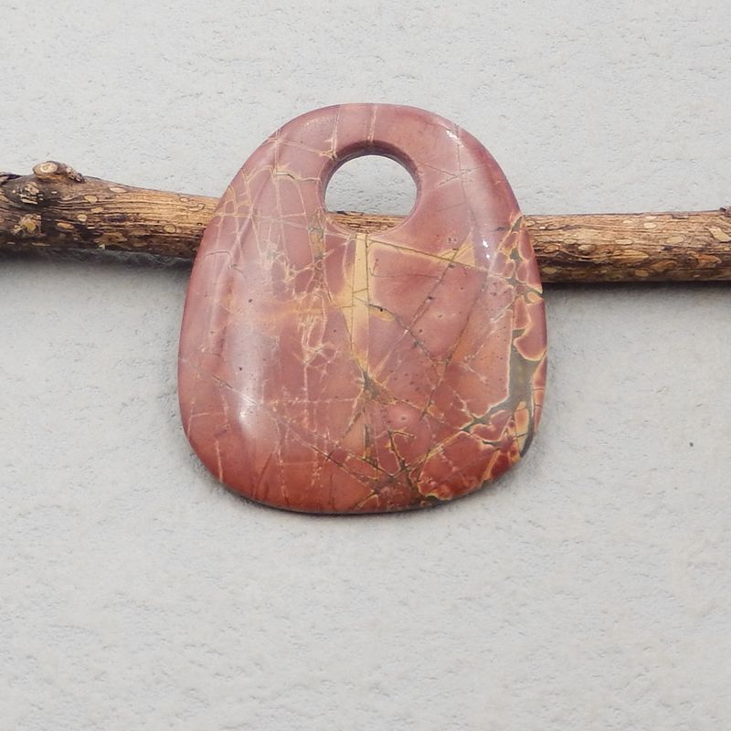 Natural Red Creek Jasper Pendant Bead 48x47x5mm, 18.8g