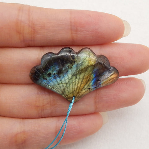 New 1 PC Natural Flash Labradorite Gemstone Shell Shape Pendant, Gem Jewelry Gift, 21×36×5mm, 5.7g