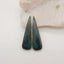 Natural Gemstone Chrysocolla Triangle Gemstone Earring Beads, Drilled Cabochons, Popular Earrings Pair, 37x10x4mm, 4.7g