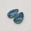 Natural Gemstone Chrysocolla Teardrop Gemstone Earring Beads, Drilled Cabochons, Popular Earrings Pair, 24x16x5mm, 6.3g