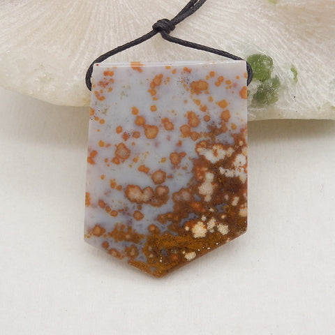 New Natural Ocean Jasper Side Drilled  Gemstone Pendant Bead, 49x37x6mm, 21.2g