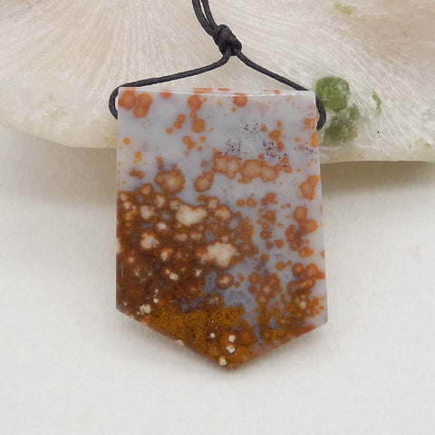 New Natural Ocean Jasper Side Drilled  Gemstone Pendant Bead, 49x37x6mm, 21.2g