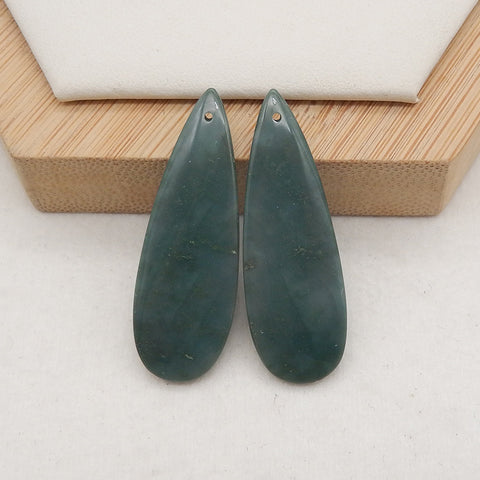 Natural Wave Jasper Teardrop Gemstone Earring Beads, Matched Stone Earring Pair, Drilled Earring Beads, 37x13x4mm, 5g