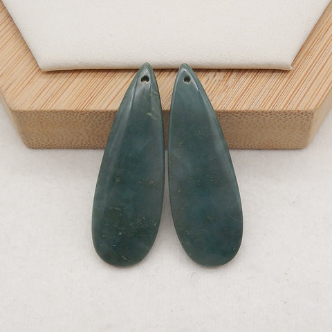 Natural Wave Jasper Teardrop Gemstone Earring Beads, Matched Stone Earring Pair, Drilled Earring Beads, 37x13x4mm, 5g