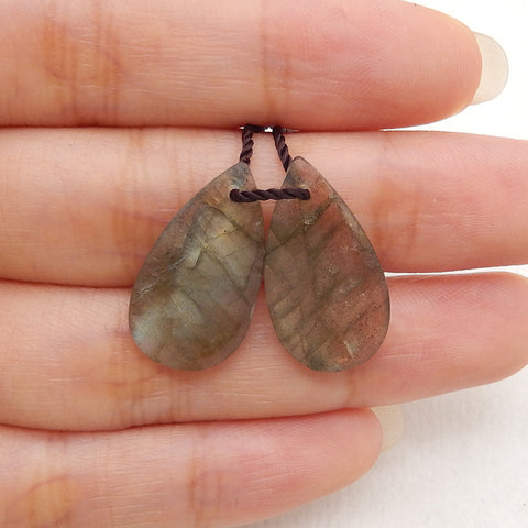 New 1 Pair Natural Flash Labradorite Teardrop Gemstone Earrings, Gem Jewelry Gift, Gemstone Earring Pair, 21×12×3mm, 2.4g